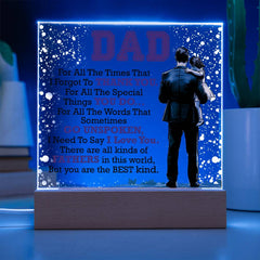 Printed Square Acrylic Plaque – Custom LED Lighted Display (Dad)