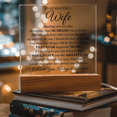 Printed Square Acrylic Plaque – Custom LED Lighted Display (Wife)