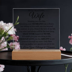 Printed Square Acrylic Plaque – Custom LED Lighted Display (Wife)