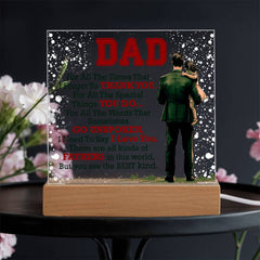 Printed Square Acrylic Plaque – Custom LED Lighted Display (Dad)