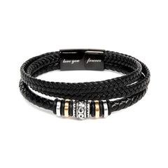 Men's "Love You Forever" Bracelet – Engraved Stainless Steel & Vegan Leather Gift