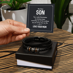 Men's "Love You Forever" Bracelet – Engraved Stainless Steel & Vegan Leather
