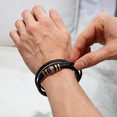 Men's "Love You Forever" Bracelet – Engraved Stainless Steel & Vegan Leather