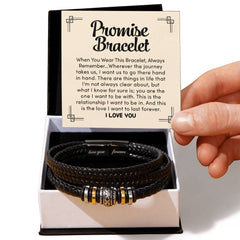 Men's "Love You Forever" Bracelet – Engraved Stainless Steel & Vegan Leather Gift