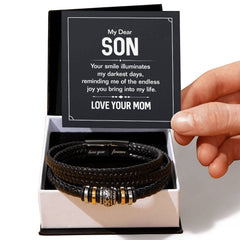 Men's "Love You Forever" Bracelet – Engraved Stainless Steel & Vegan Leather
