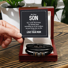 Men's "Love You Forever" Bracelet – Engraved Stainless Steel & Vegan Leather