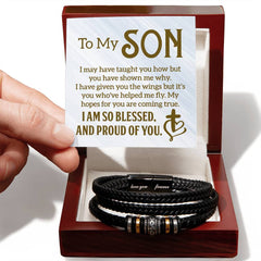 Men's "Love You Forever" Bracelet – Engraved Stainless Steel & Vegan Leather Gift
