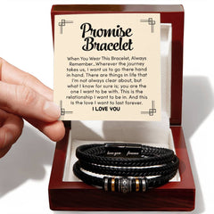Men's "Love You Forever" Bracelet – Engraved Stainless Steel & Vegan Leather Gift