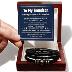 Men's "Love You Forever" Bracelet – Engraved Stainless Steel (Grandson)