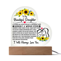 Personalized Heart Acrylic LED Plaque – Custom Light-Up Gift Display (Daughter)