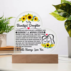 Personalized Heart Acrylic LED Plaque – Custom Light-Up Gift Display (Daughter)