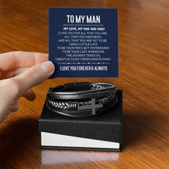 Men's Cross Leather Bracelet – Stainless Steel Faith Gift