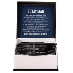 Men's Cross Leather Bracelet – Stainless Steel Faith Gift