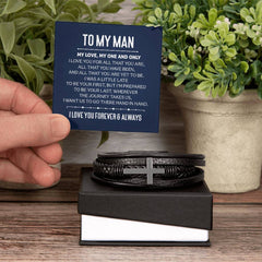 Men's Cross Leather Bracelet – Stainless Steel Faith Gift