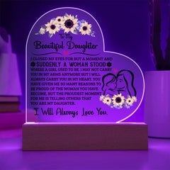 Personalized Heart Acrylic LED Plaque – Custom Light-Up Gift Display (Daughter)