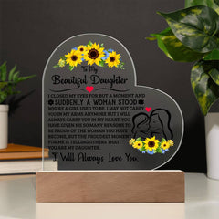 Personalized Heart Acrylic LED Plaque – Custom Light-Up Gift Display (Daughter)