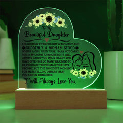 Personalized Heart Acrylic LED Plaque – Custom Light-Up Gift Display (Daughter)