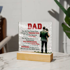 Printed Square Acrylic Plaque – Custom LED Lighted Display (Dad)
