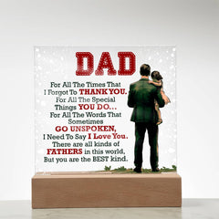 Printed Square Acrylic Plaque – Custom LED Lighted Display (Dad)