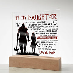 Square Acrylic Plaque – Custom LED Lighted Display with Wooden Base (Daughter)
