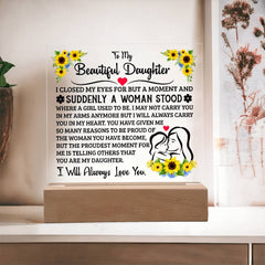 Square Acrylic Plaque – Custom LED Lighted Display with Wooden Base (Daughter)