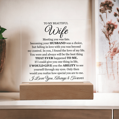 Printed Square Acrylic Plaque – Custom LED Lighted Display (Wife)