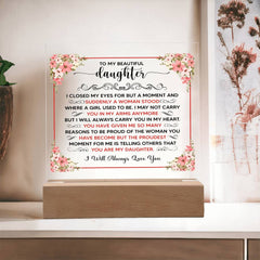Printed Square Acrylic Plaque – Custom LED Lighted Display (Daughter)