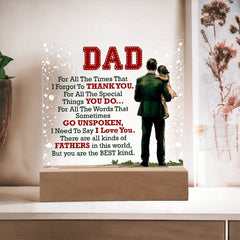 Printed Square Acrylic Plaque – Custom LED Lighted Display (Dad)