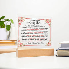 Printed Square Acrylic Plaque – Custom LED Lighted Display (Daughter)