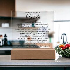 Printed Square Acrylic Plaque – Custom LED Lighted Display (Wife)