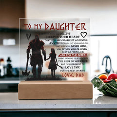 Square Acrylic Plaque – Custom LED Lighted Display with Wooden Base (Daughter)