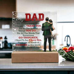 Printed Square Acrylic Plaque – Custom LED Lighted Display (Dad)