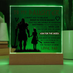 Square Acrylic Plaque – Custom LED Lighted Display with Wooden Base (Daughter)
