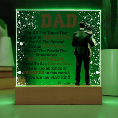 Printed Square Acrylic Plaque – Custom LED Lighted Display (Dad)