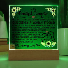 Square Acrylic Plaque – Custom LED Lighted Display with Wooden Base (Daughter)