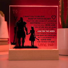 Square Acrylic Plaque – Custom LED Lighted Display with Wooden Base (Daughter)