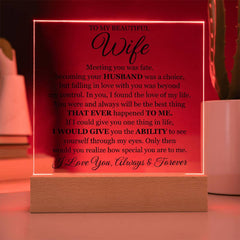 Printed Square Acrylic Plaque – Custom LED Lighted Display (Wife)