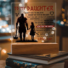 Square Acrylic Plaque – Custom LED Lighted Display with Wooden Base (Daughter)