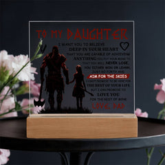 Square Acrylic Plaque – Custom LED Lighted Display with Wooden Base (Daughter)