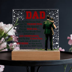 Printed Square Acrylic Plaque – Custom LED Lighted Display (Dad)