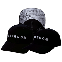 FREEDOM Hat - Black - Baseball Hat Fit - Laser Mesh (Unisex)