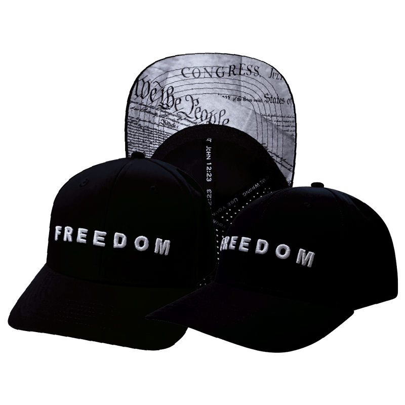 FREEDOM Hat - Black - Baseball Hat Fit - Laser Mesh (Unisex)