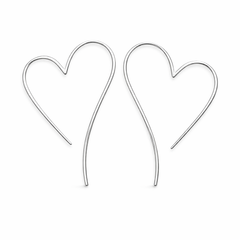 Sterling Silver Wire Heart Hoop Earrings – Handmade Gift for Her