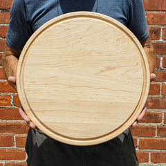 Large Walnut Round Cheese Board, 18 Inch Round Cutting Board with Juice Groove Black Walnut, Large Walnut Round Charcuterie Board