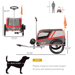 Pet Bike Trailer 2-in-1 Travel Stroller
