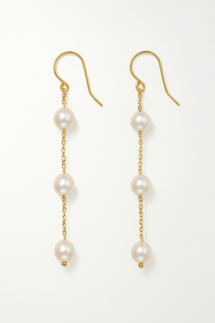 Freshwater Pearl Trio Drop Earrings – Sterling Silver or Gold Filled
