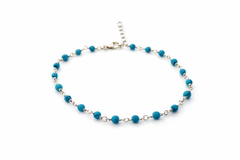 Delicate Turquoise Gemstone Wire Wrapped Bracelet – Sterling Silver Beaded Bracelet – Adjustable 7–8 Inch Handmade Jewelry