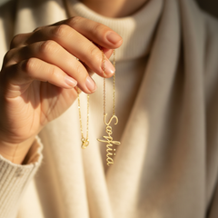 Vertical Cursive Name Necklace Gift